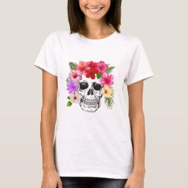 Färgglad blomster skalle KVINNORS T-TRÖJA T Shirt