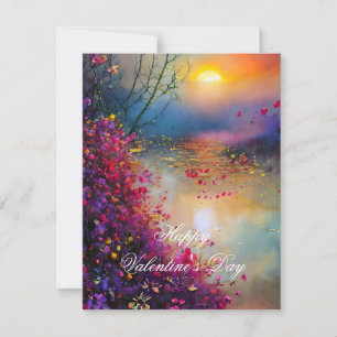 Färgglad blomster solnedgång valentine julkort