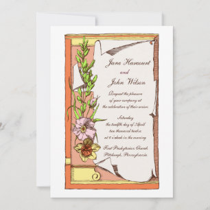 Färgglad blomsterbanner Bröllopsinbjudan Inbjudningar