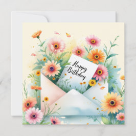 Färgglad blomsterfödelsedags kort. julkort