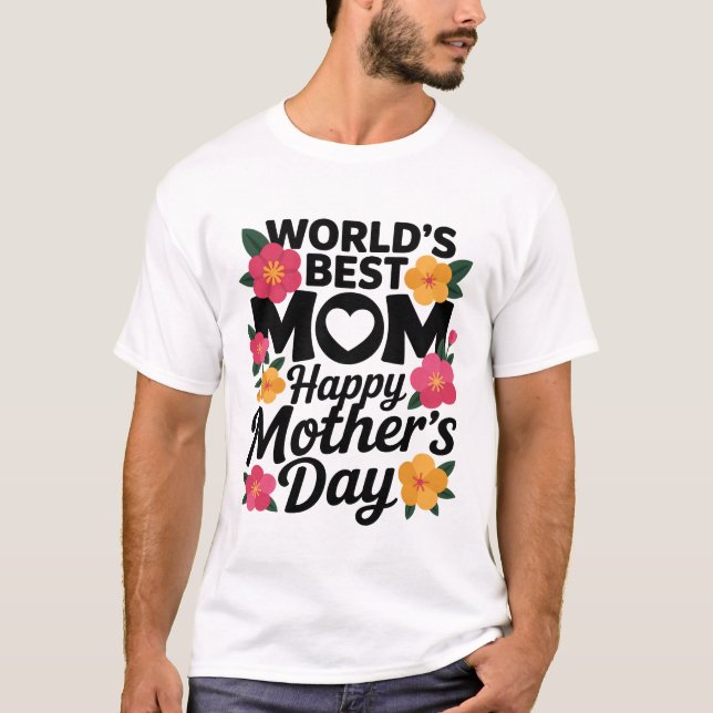Färgglad blomsterhörnram på svart bakgrund t shirt (Framsida)