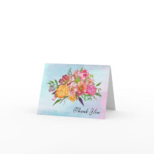 Färgglad Blomstermotiv Tacksamhetskort i Vattenfär