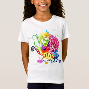 Färgglad blomsterödla t shirt