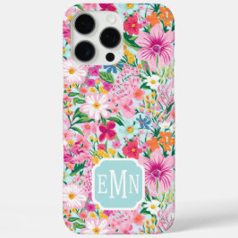 Färgglad blomsterträdgård med monogram