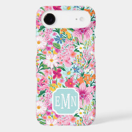Färgglad blomsterträdgård med monogram