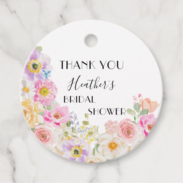 Färgglad Blossom Blommig Bröllopsdusch Tack Gåvor Etiketter (Framsida)