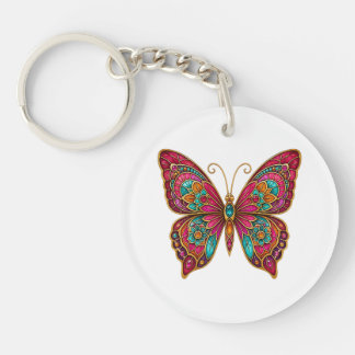 Färgglad Boho Mandala Fjäril Akryl Nyckelring