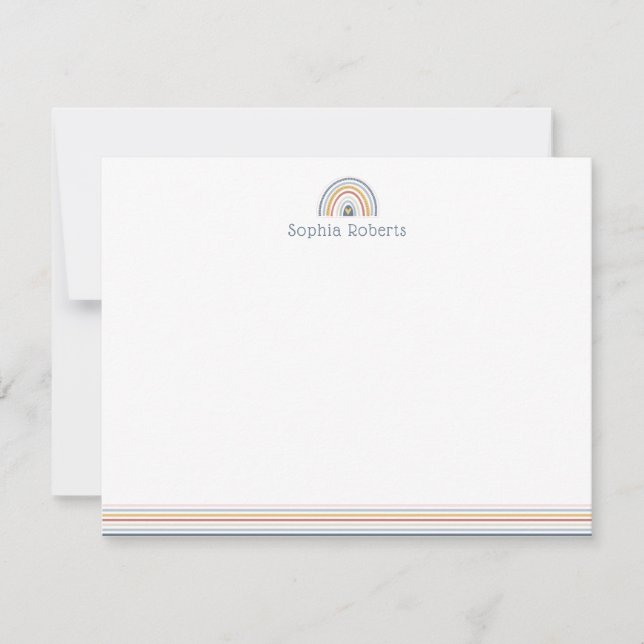 Färgglad Boho Regnbåge Linje Barn Skrivmaterial Anteckningskort (Framsida)
