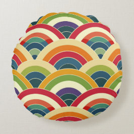 Färgglad Boho-regnbåge Rund Kudde