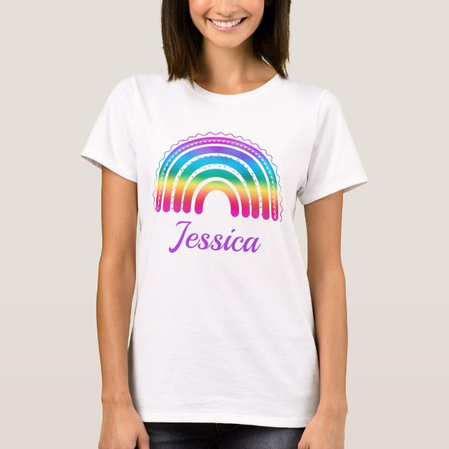 Färgglad Boho-regnbåge T Shirt (Framsida)