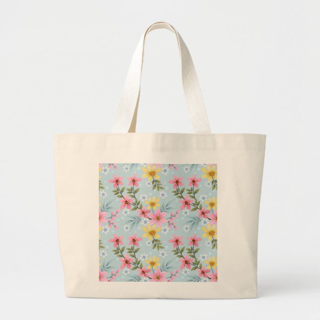 Färgglad Botanisk Vårblomma Totebag Jumbo Tygkasse (Framsidan)