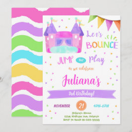 Färgglad Bounce House Födelsedagsinbjudan Inbjudningar