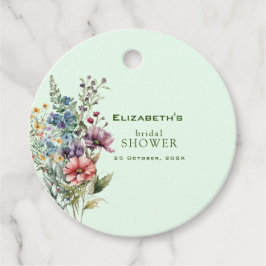 Färgglad Bröllopsfest med Vilda Blommor Gåvor Etiketter