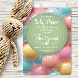 Färgglad bubbelgummigodisskrift baby shower inbjudningar