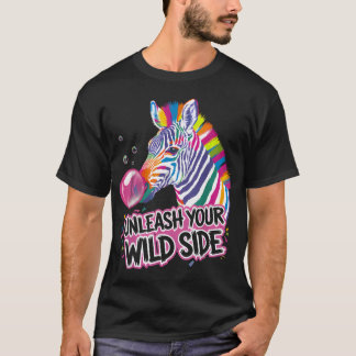 Färgglad bubblegummi-sebra Roligt Djur T Shirt