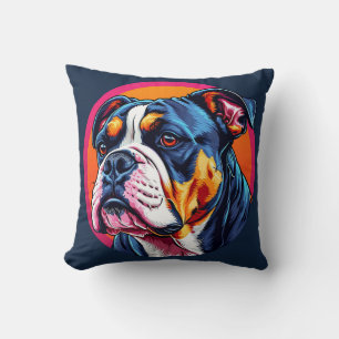 🐶 Färgglad Bulldog Digital Konst Dekorativ Kudde