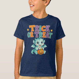 Färgglad Bus eller Godis Baby Drak Barn Halloween T Shirt