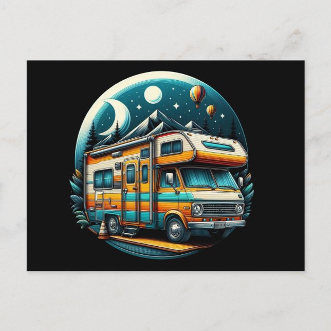 Färgglad camper postkort! vykort (Framsida)