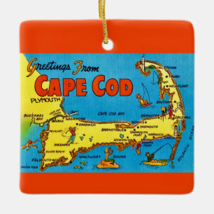 Färgglad Cape Cod-karta-ornament Julgransprydnad Keramik