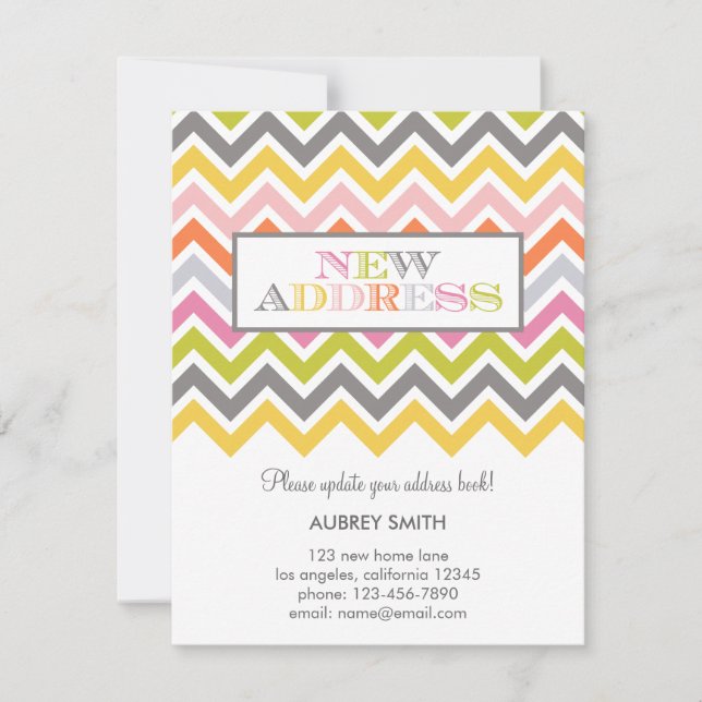 Färgglad Chevron Flyttningskungörelse Meddelande (Framsida)