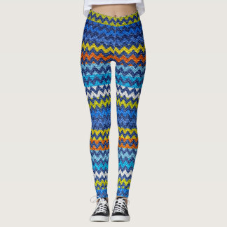 Färgglad Chevron Modernt Läder #3 Leggings