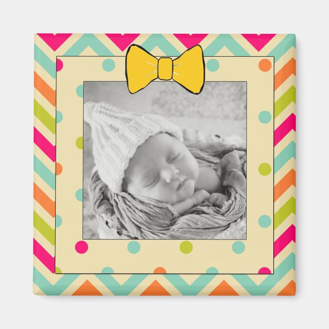 Färgglad Chevron och ränder Personlig Magnet (Framsidan)