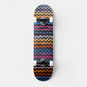 Färgglad Chevron Trä Abstrakt #5 Skateboard Bräda 20 Cm
