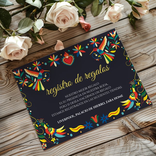 Färgglad Cinco de Mayo Fiesta Spansk Bröllopsinbju Tilläggskort (Colorful Cinco de Mayo Fiesta Spanish Wedding Enclosure Card)