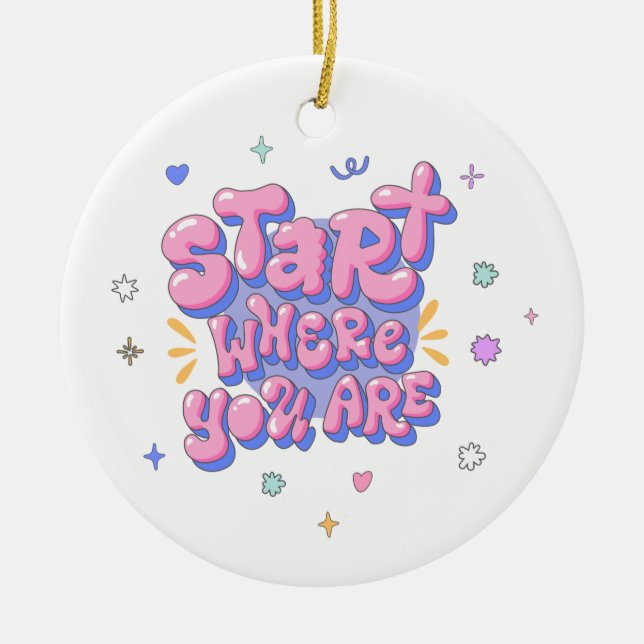 Färgglad Citat i Bubbelbokstäver Julgransprydnad Keramik (Framsidan)