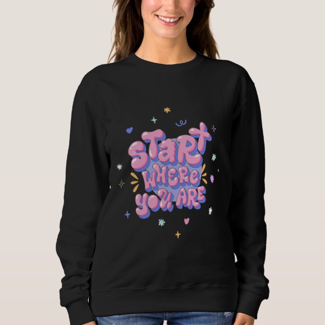 Färgglad Citat i Bubbelbokstäver T Shirt (Framsida)