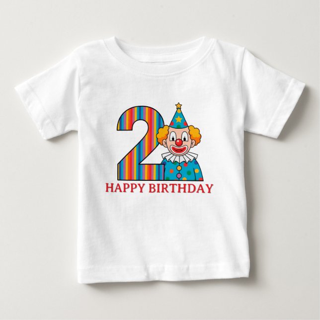 Färgglad Clown Med Regnbågsnummer T Shirt (Framsida)