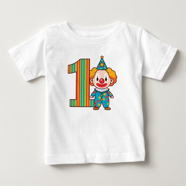 Färgglad Clown Med Regnbågsnummer T Shirt (Framsida)