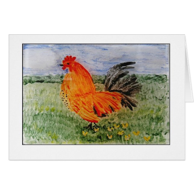 Färgglad Cockeral konst Hälsningskort (Framsidan Horizontal)