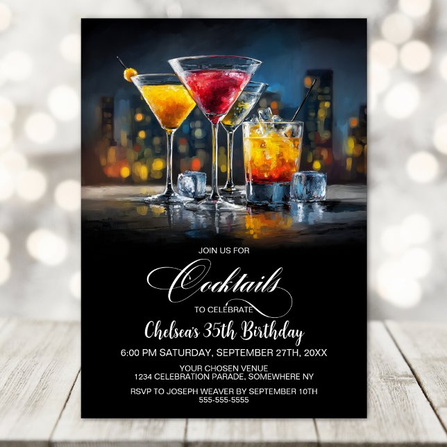 Färgglad Cocktail Födelsedagsfest Inbjudningar (Skapare uppladdad)