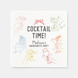 Färgglad Cocktailfest Retro Möhippa Pappersservett