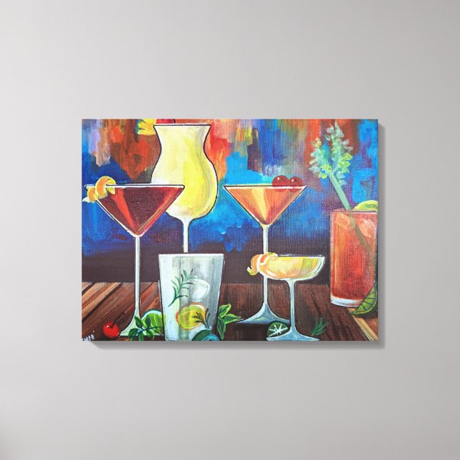 Färgglad cocktails väggkonst canvastryck (Framsida)