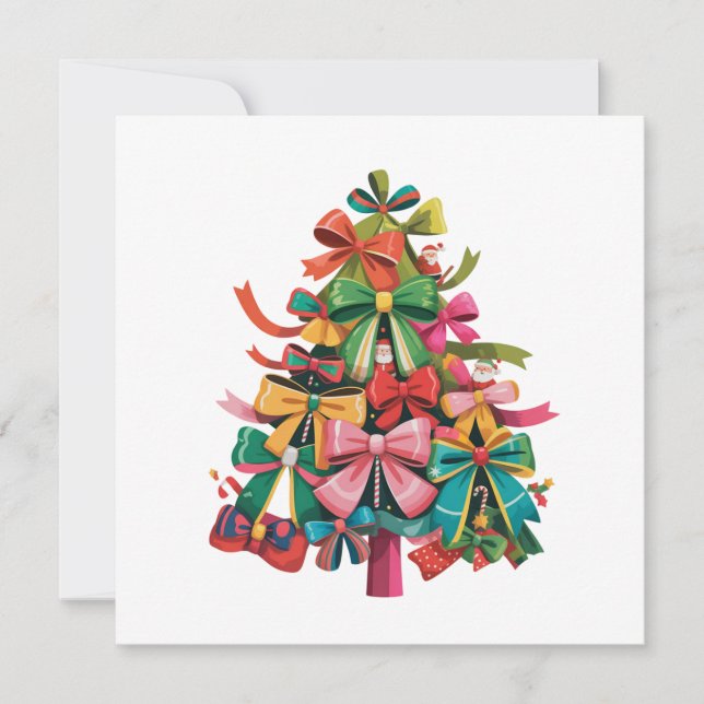 Färgglad Coquette Julgran Preppy Rosa Xmas Julkort (Framsida)