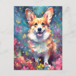 Färgglad Corgi Vykort