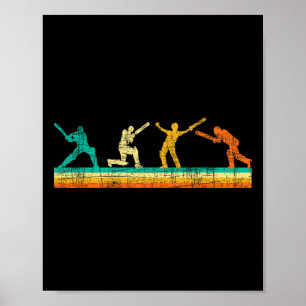 Färgglad Cricket Game - Cricketer Tsman Tting Cric Poster