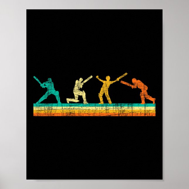 Färgglad Cricket Game - Cricketer Tsman Tting Cric Poster (Framsidan)