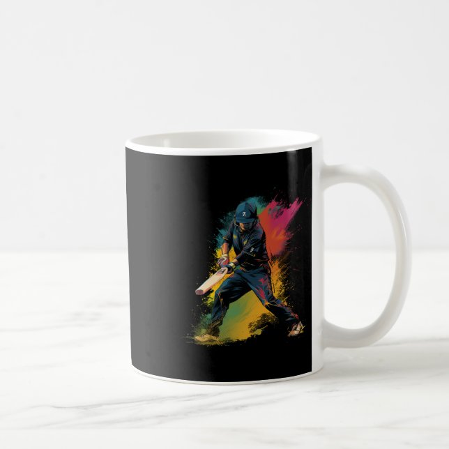 Färgglad Cricketpojke På Herrarnas Cricket  Kaffemugg (Höger)