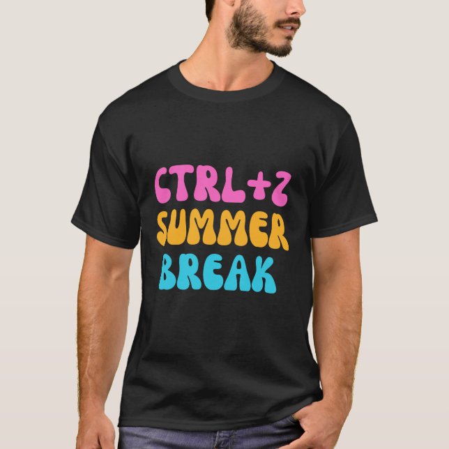 Färgglad ctrl+z sommarlov - tillbaka till skolan t shirt (Framsida)
