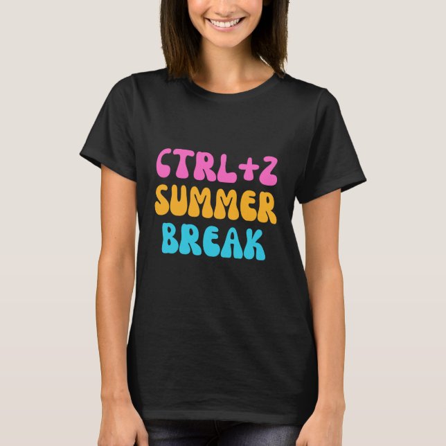 Färgglad ctrl+z sommarlov - tillbaka till skolan t shirt (Framsida)