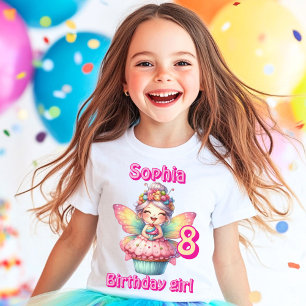 Färgglad cupcake-fe-fjäril födelsedag t shirt