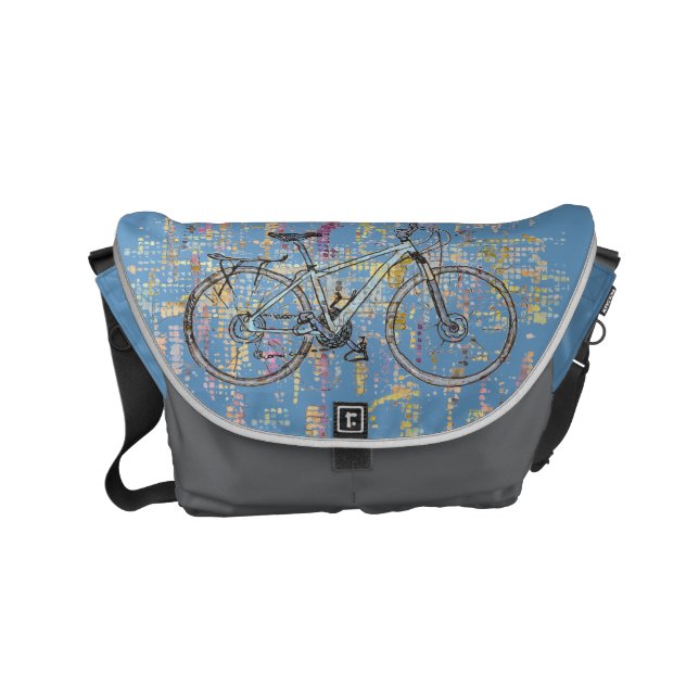 Färgglad cykelteckning kurir väska (Framsidan)