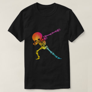 Färgglad Dabbig Skelett T Shirt