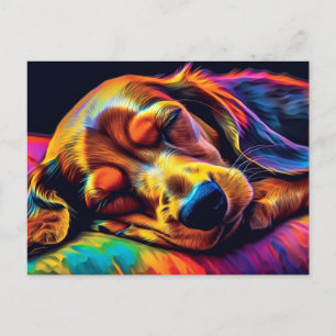 Färgglad Dachshund som sover Vykort