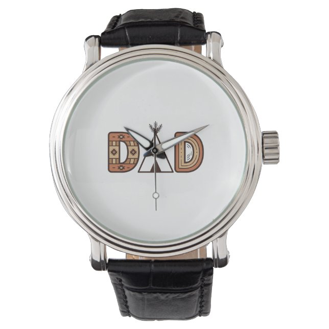 Färgglad Dad Teepee Bokstavsskjorta Design_1 Armbandsur (Framsida)