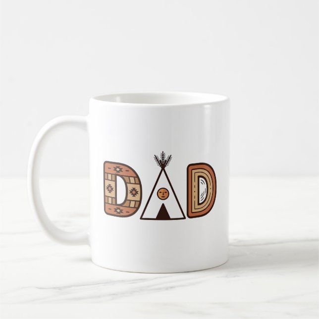 Färgglad Dad Teepee Bokstavsskjorta Design_1 Kaffemugg (Vänster)