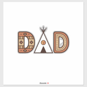 Färgglad Dad Teepee Bokstavsskjorta Design_1 Klistermärken